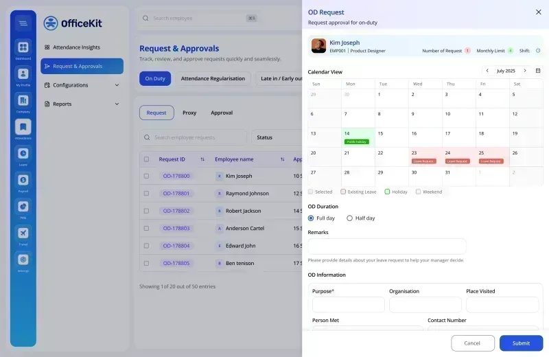 Time and payroll feature - OfficeKit HR